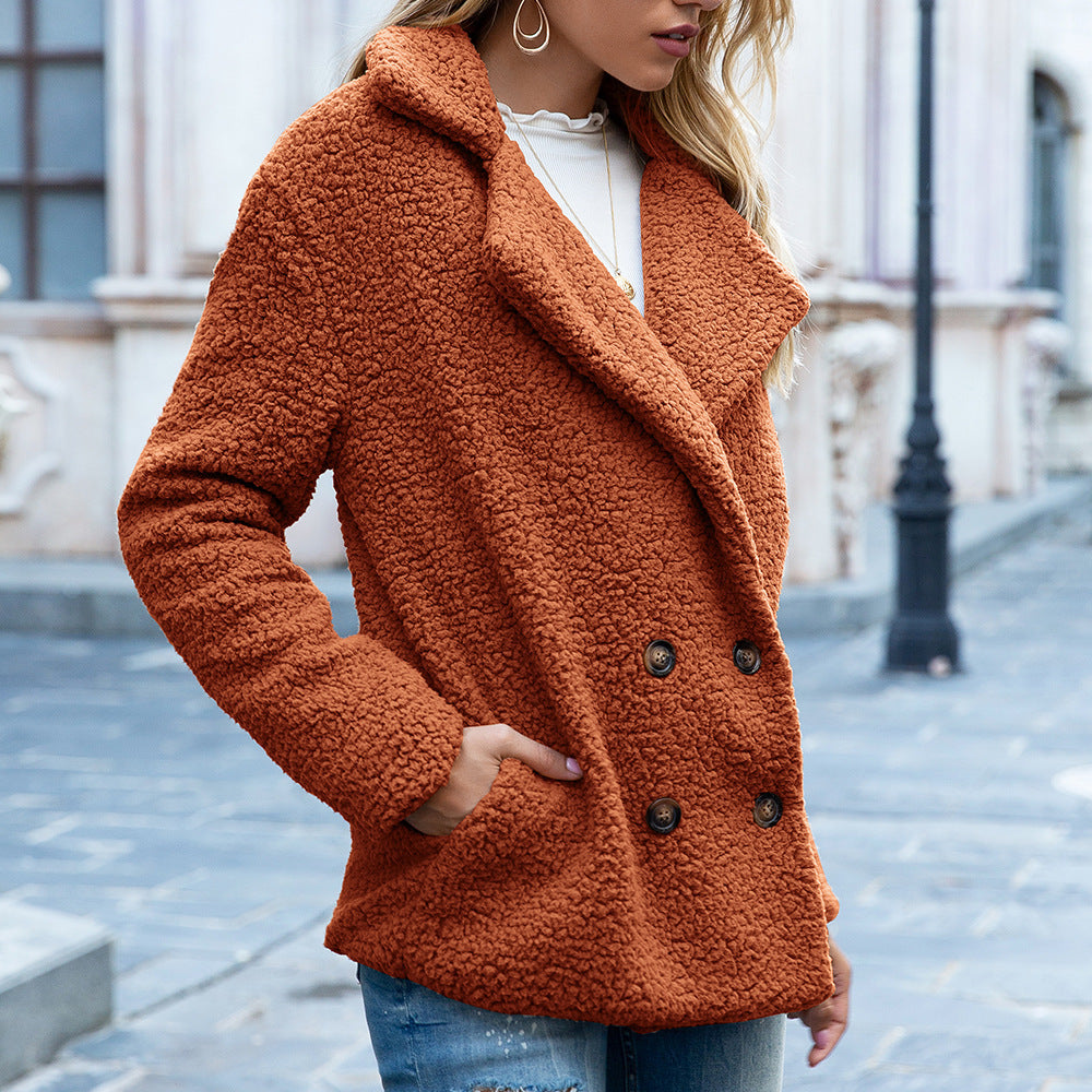 Cozy Loose Lapel Fluffy Winter Coat for Women