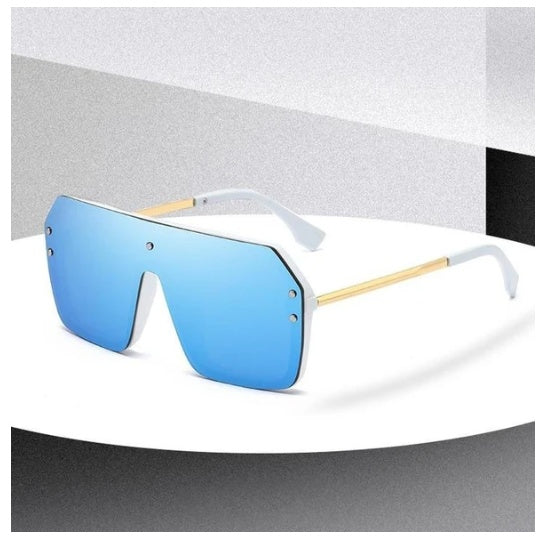 Oversized Square Sunglasses with Mirror Lens - UV400 Protection for Men & Women