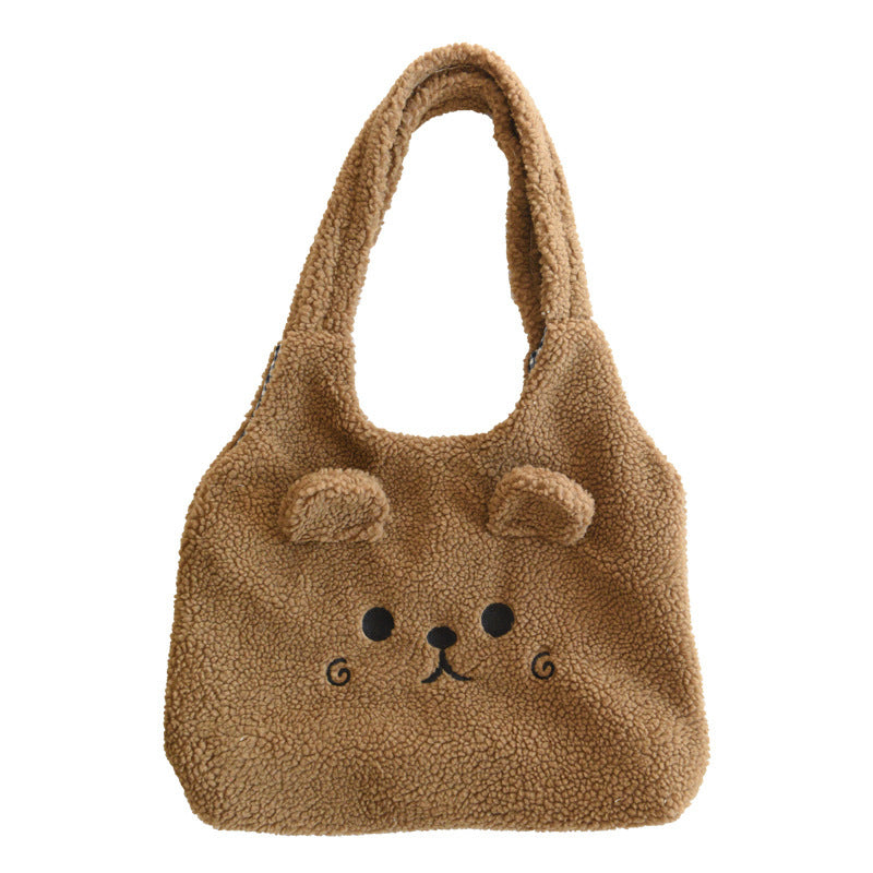 Luxe Lamb Wool Plush Embroidery Tote