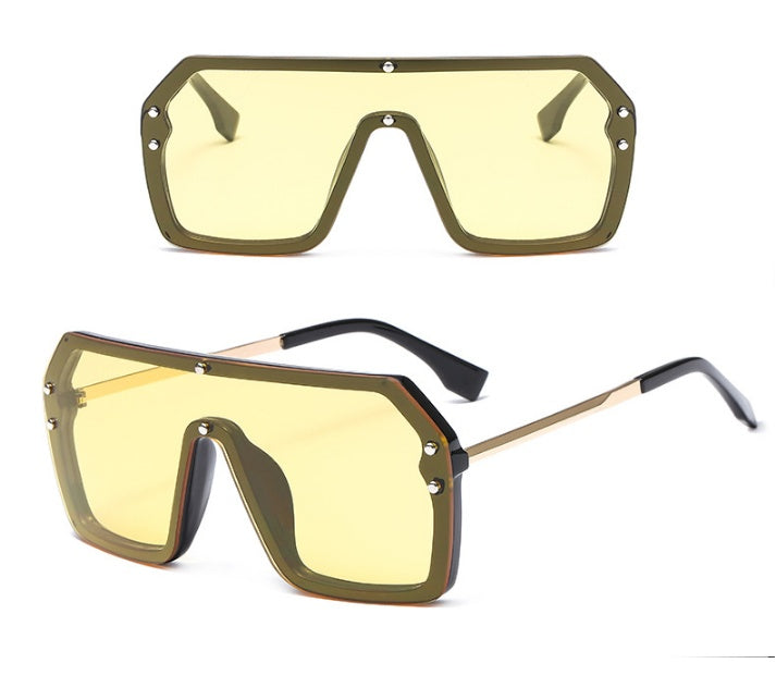 Oversized Square Sunglasses with Mirror Lens - UV400 Protection for Men & Women