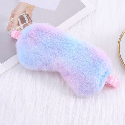 Warm Rabbit Fur Sleep Mask: Plush Silk Eye Shield for Better Sleep