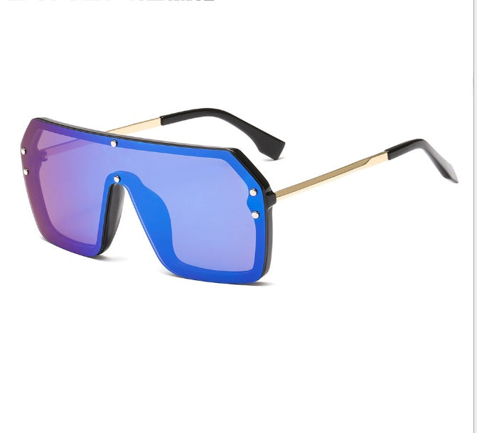 Oversized Square Sunglasses with Mirror Lens - UV400 Protection for Men & Women