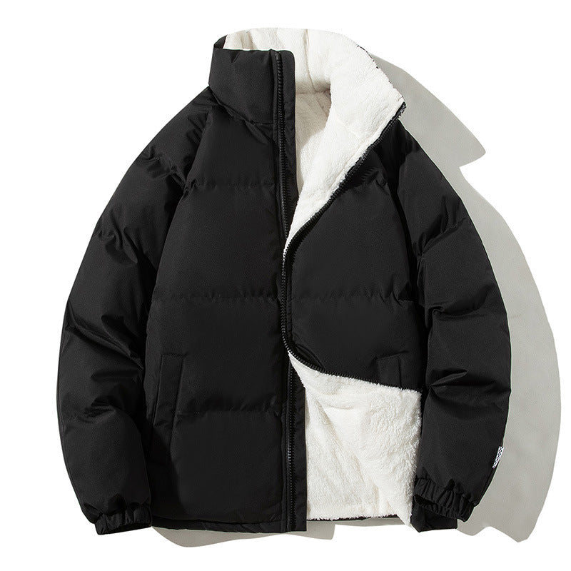 Couples' Plush Winter Jacket – Stand-Up Collar, Warm and Fashionable with Pockets"