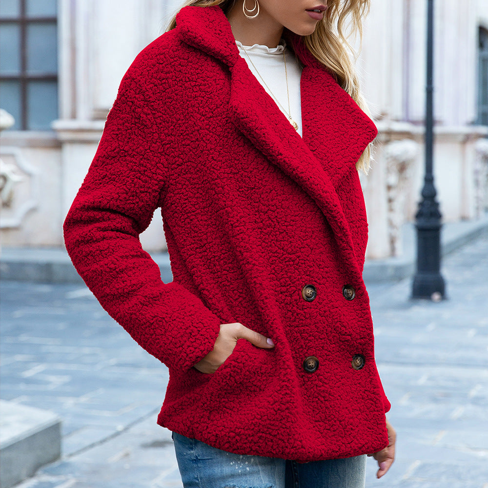 Cozy Loose Lapel Fluffy Winter Coat for Women