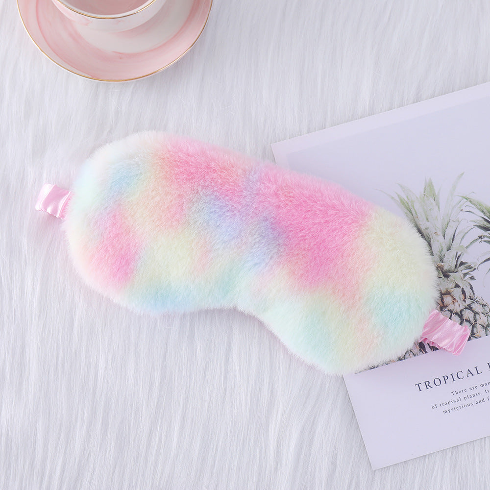 Warm Rabbit Fur Sleep Mask: Plush Silk Eye Shield for Better Sleep