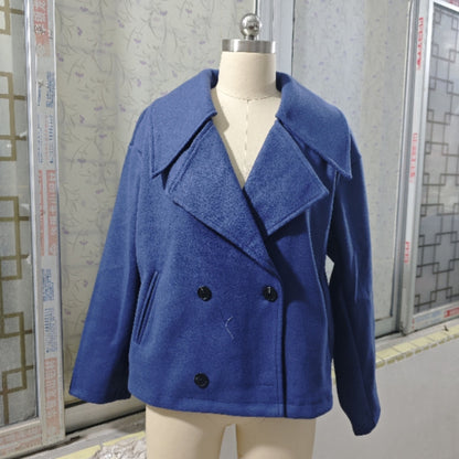 Classic Wool Padded Coat with Bold Lapel & Long Sleeves