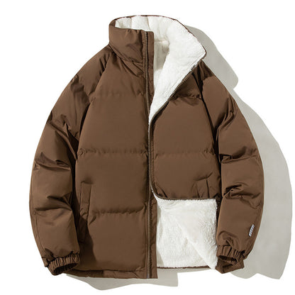 Couples' Plush Winter Jacket – Stand-Up Collar, Warm and Fashionable with Pockets"