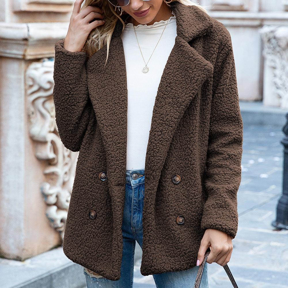 Cozy Loose Lapel Fluffy Winter Coat for Women