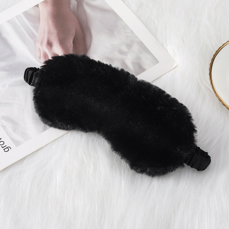 Warm Rabbit Fur Sleep Mask: Plush Silk Eye Shield for Better Sleep