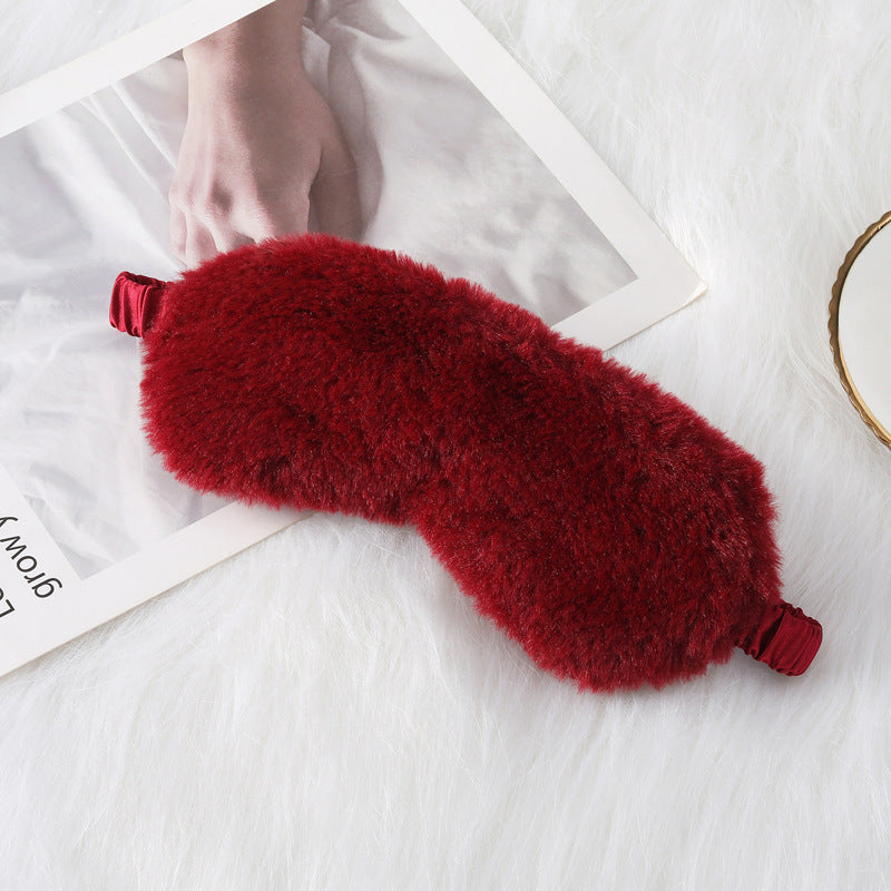 Warm Rabbit Fur Sleep Mask: Plush Silk Eye Shield for Better Sleep