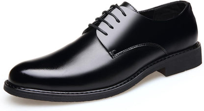 Men's Black Leather Oxford Shoes – Formal, Breathable, Pointed"