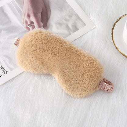 Warm Rabbit Fur Sleep Mask: Plush Silk Eye Shield for Better Sleep