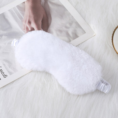 Warm Rabbit Fur Sleep Mask: Plush Silk Eye Shield for Better Sleep