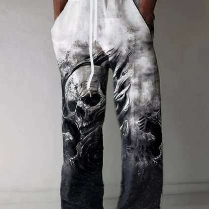 Seasonal Skull Print Wide-Leg Drawstring Beach & Yoga Pants