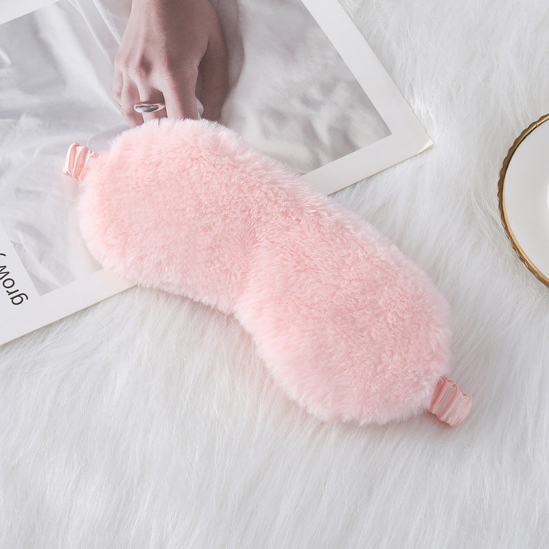 Warm Rabbit Fur Sleep Mask: Plush Silk Eye Shield for Better Sleep