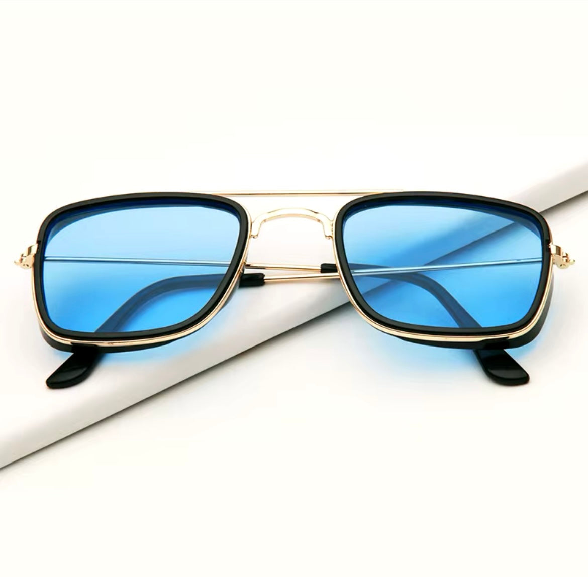 Retro Metal Small Square Sunglasses with UV Protection"