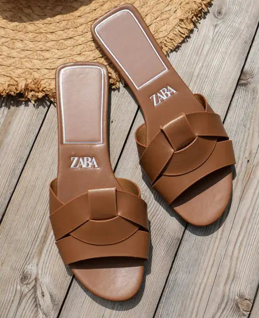 Summer Sandals Simple Flip-flops Women Wear Slippers New Women's Shoes Square Head Cross Flat