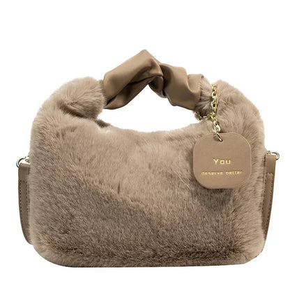 Soft Plush Underarm Bag for Women – Trendy Fluffy Tote for Fall/Winter"