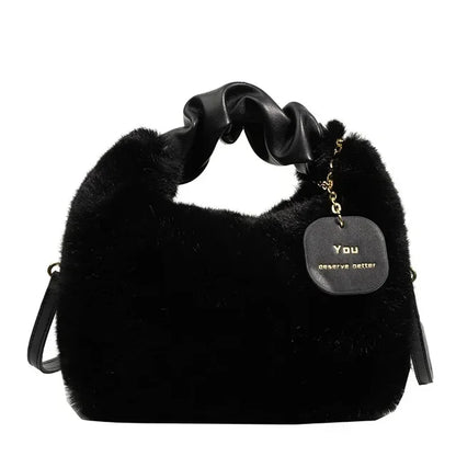 Soft Plush Underarm Bag for Women – Trendy Fluffy Tote for Fall/Winter"