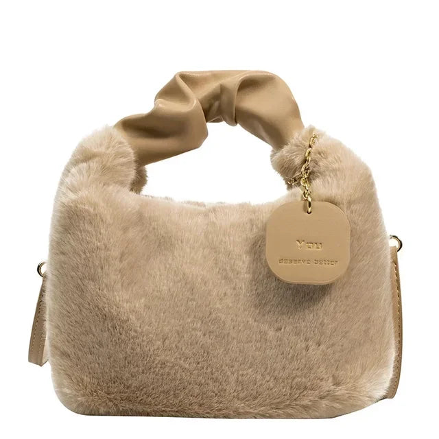 Soft Plush Underarm Bag for Women – Trendy Fluffy Tote for Fall/Winter"