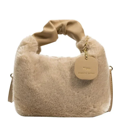 Soft Plush Underarm Bag for Women – Trendy Fluffy Tote for Fall/Winter"