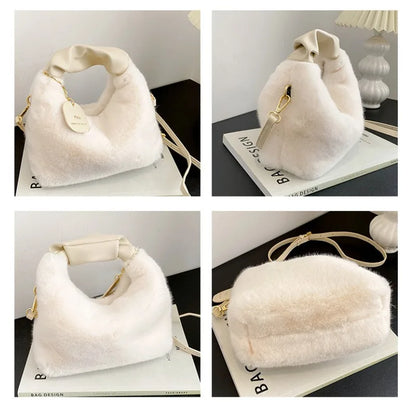 Soft Plush Underarm Bag for Women – Trendy Fluffy Tote for Fall/Winter"