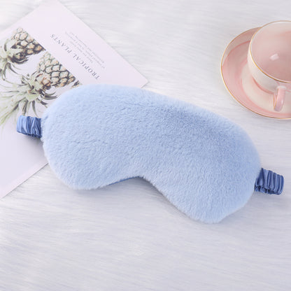 Warm Rabbit Fur Sleep Mask: Plush Silk Eye Shield for Better Sleep