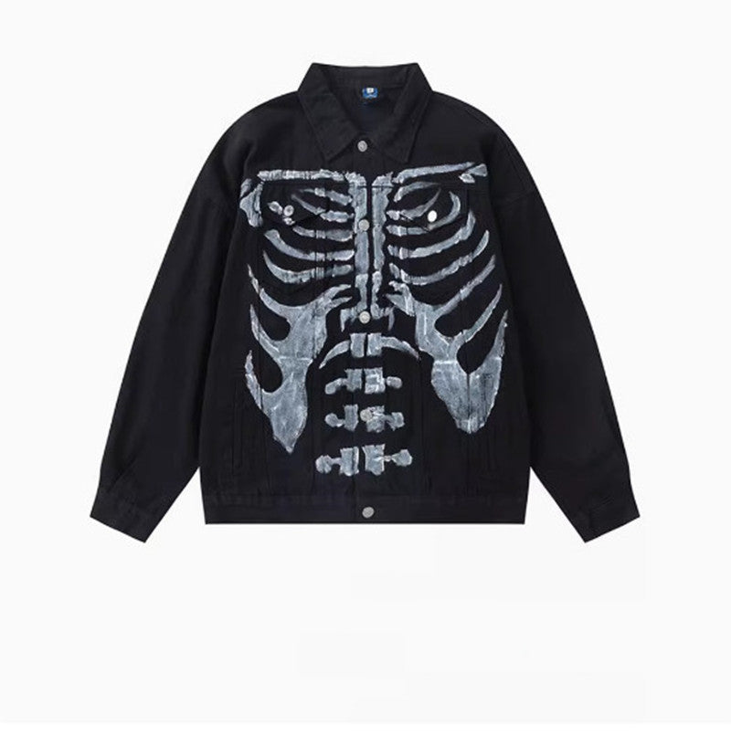 Classic White Skeleton Graphic Long-Sleeve for Men & Women