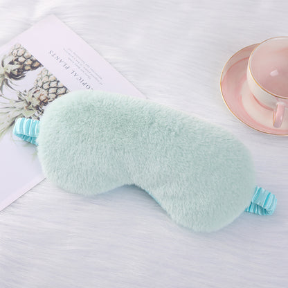 Warm Rabbit Fur Sleep Mask: Plush Silk Eye Shield for Better Sleep