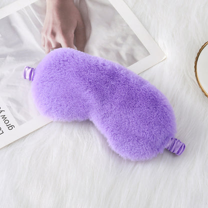 Warm Rabbit Fur Sleep Mask: Plush Silk Eye Shield for Better Sleep