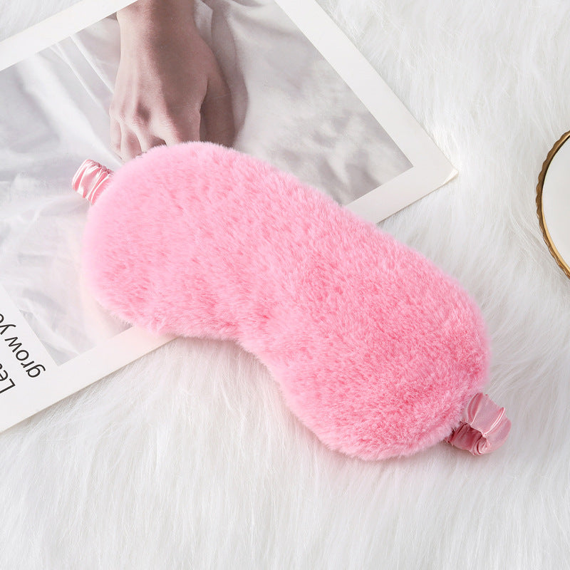 Warm Rabbit Fur Sleep Mask: Plush Silk Eye Shield for Better Sleep