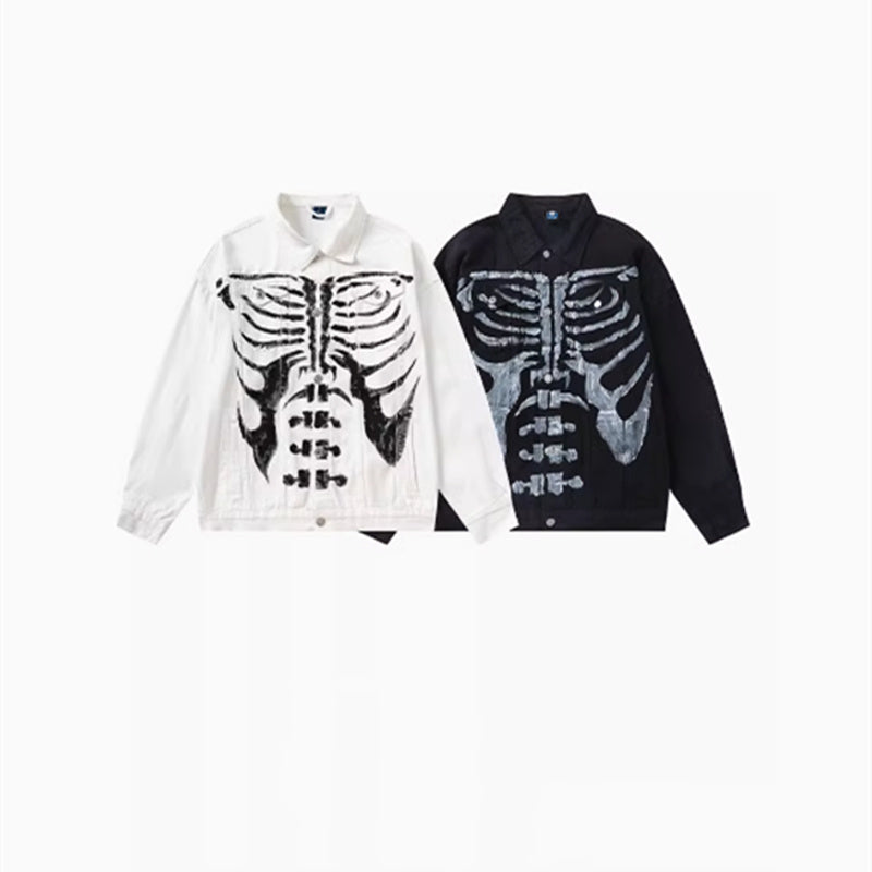 Classic White Skeleton Graphic Long-Sleeve for Men & Women