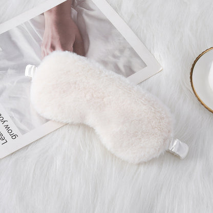 Warm Rabbit Fur Sleep Mask: Plush Silk Eye Shield for Better Sleep