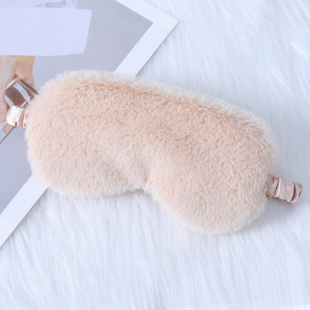 Warm Rabbit Fur Sleep Mask: Plush Silk Eye Shield for Better Sleep